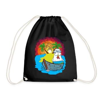 Chickens Sailors Boat Beach Swimming Ring Ahoy - Drawstring Bag - black - Front