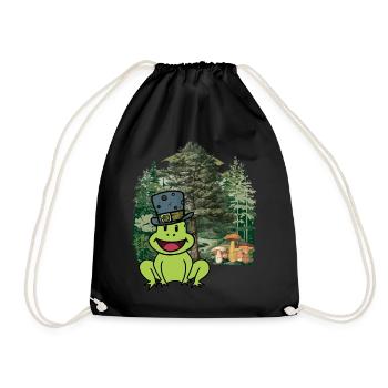 Habitant de la forêt, crapaud, chapeau, grenouille, animaux de la forêt, enfant - Sac de sport léger - noir - Devant