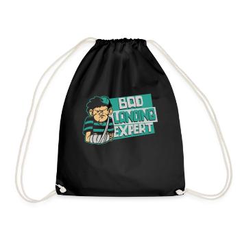 Bad Landing Expert Broken Finger Broken Bone Bone - Drawstring Bag - black - Front