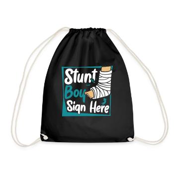 Stunt Boy Schild hier gebrochener Finger gebrochener Knochen - Turnbeutel - Schwarz - Vorne