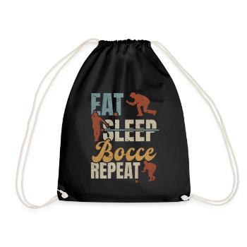 Eat Sleep Bocce Repeat - Funny Boccia Player - Drawstring Bag - black - Front