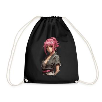 Anime Kunoichi Girl Japanischer Ninja Style - Turnbeutel - Schwarz - Vorne