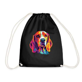 Wasserfarben Farbenfroher Beagle Harrier - Turnbeutel - Schwarz - Vorne