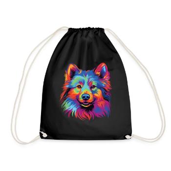 Wasserfarben Farbenfroher Finnischer Lapphund - Turnbeutel - Schwarz - Vorne