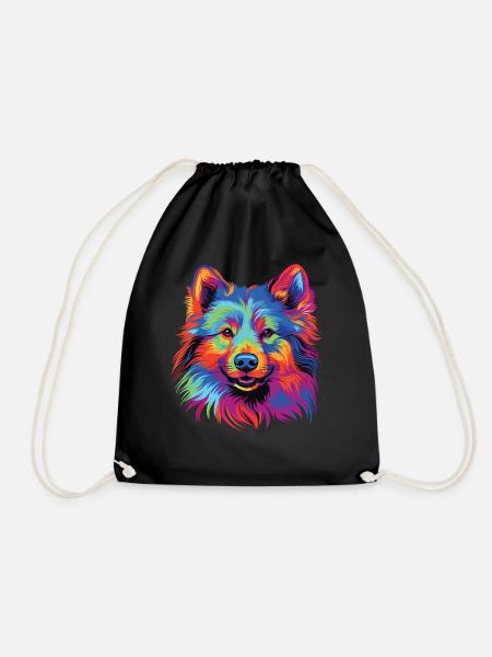 Wasserfarben Farbenfroher Finnischer Lapphund - Turnbeutel - Schwarz