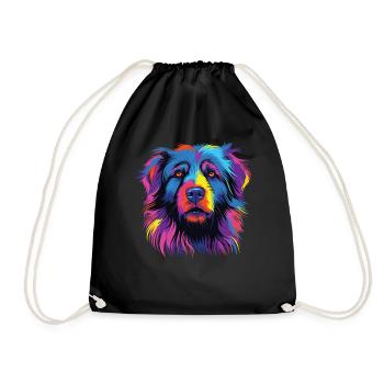 Wasserfarben Farbenfroher Petit Basset Pyrenean - Turnbeutel - Schwarz - Vorne