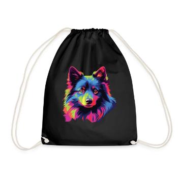 Wasserfarben Farbenfroher Schipperke - Turnbeutel - Schwarz - Vorne