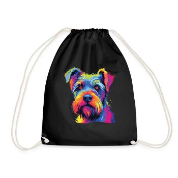 Wasserfarben Farbenfroher Standard Schnauzer - Turnbeutel - Schwarz - Vorne