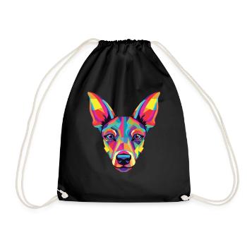 Watercolor Colorful Xoloitzcuintli - Drawstring Bag - black - Front