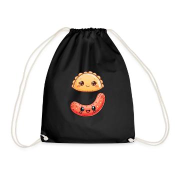 pierogi and kielbasa, poland polish food kielbasa - Drawstring Bag - black - Front