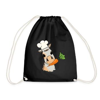 Pony Chef Turnip Home Cook Child Baby Cooking - Drawstring Bag - black - Front