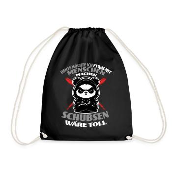 Panda wants to do something with humans - Drawstring Bag - black - Front