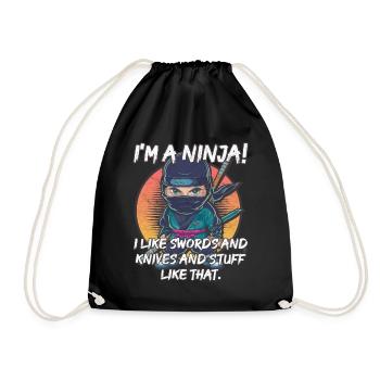 Je suis un ninja ! J’aime les épées, les couteaux et tout ça - Sac de sport léger - noir - Devant