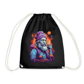 Vivid Colors Forest Mushrooms Music Festival Art - Drawstring Bag - black - Front