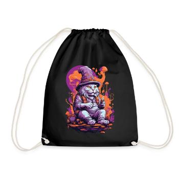 Art psychédélique forêt champignons Goa Trance chat - Sac de sport léger - noir - Devant