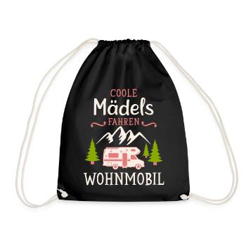 Camping Mädels Wohnmobil Camper Campingplatz - Turnbeutel - Schwarz - Vorne