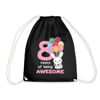 Hase zum 8. Geburtstag Kinder acht Jahre alt - Turnbeutel - Schwarz - Vorne