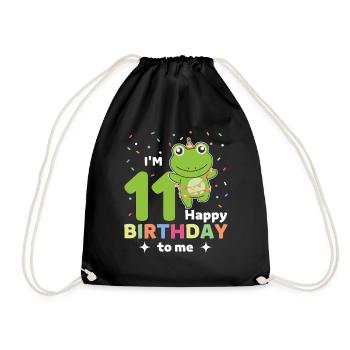 Frog for 11th birthday for children eleven years old - Drawstring Bag - black - Front