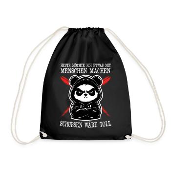 Cool Panda Ironie Frech Witzig Trend Spaß - Turnbeutel - Schwarz - Vorne