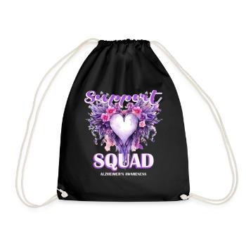 Support Squad Floral Heart Wings Alzheimer's Aware - Turnbeutel - Schwarz - Vorne