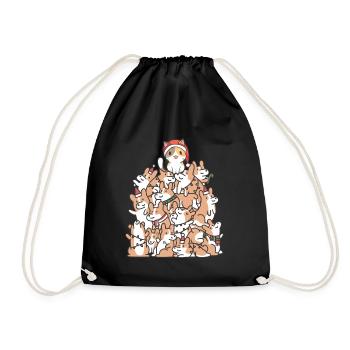 Cat Dogs Christmas Christmas Pets Kids - Drawstring Bag - black - Front