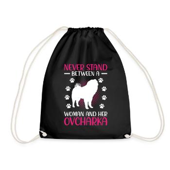 Ovcharka woman and her Caucasian Ovcharka - Drawstring Bag - black - Front