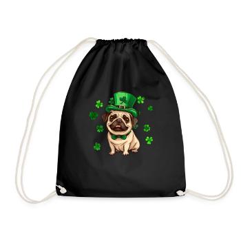 Chien carlin St Patrick’s Day Shamrock - Sac de sport léger - noir - Devant