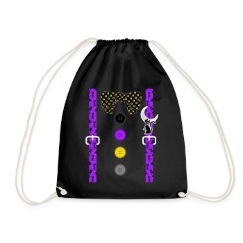 Chemise de sorcière, bretelle chat noir croissant de lune - Sac de sport léger - noir - Devant