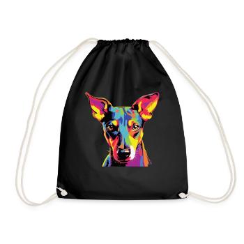 Watercolor Colorful Smooth-haired Fox Terrier - Drawstring Bag - black - Front