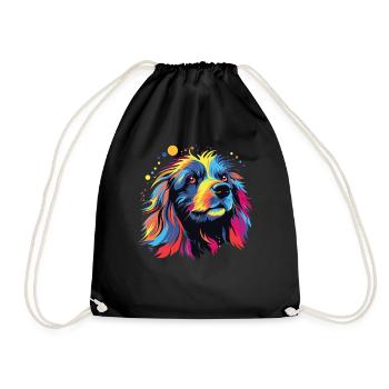 Watercolor Colorful Lion - Drawstring Bag - black - Front
