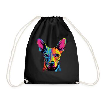 Watercolor Colorful Xoloitzcuintli - Drawstring Bag - black - Front