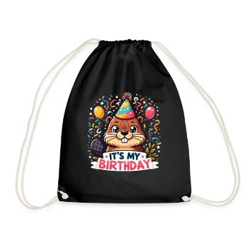 C’est mon anniversaire doux anniversaire castor - Sac de sport léger - noir - Devant