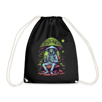 Vivid Colors Music Festival Forest Mushrooms - Drawstring Bag - black - Front