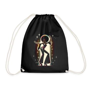 Fille avec afro dansant sur de la musique disco - Sac de sport léger - noir - Devant