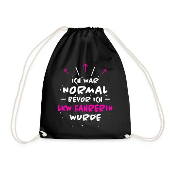 LKW Fahrerin Spruch Fun Lastwagenfahrerin Geschenk - Turnbeutel - Schwarz - Vorne