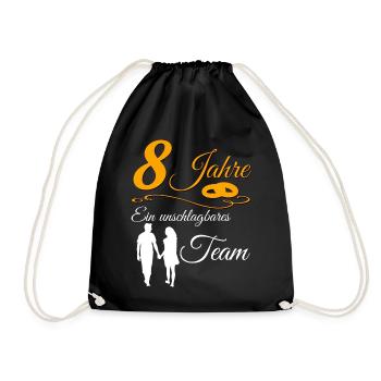 8 Jahre Rosenhochzeit 8 Hochzeitstag paar Geschenk - Turnbeutel - Schwarz - Vorne