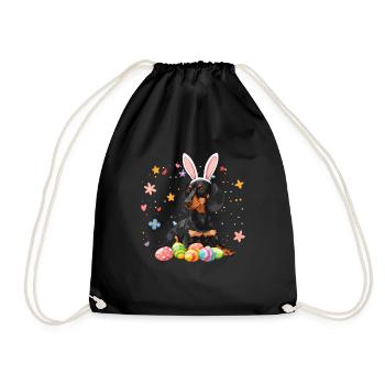Dachshund easter eggs Wiener Dog - Drawstring Bag - black - Front