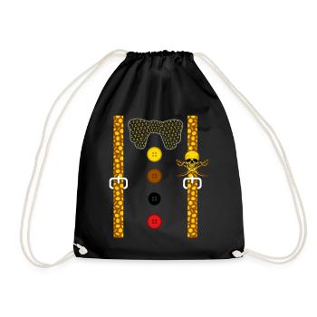 Pirate Shirt, Suspender Pirate Treasure Skull And - Drawstring Bag - black - Front