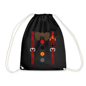 Chemise de diable, bretelles démon fourche flammes - Sac de sport léger - noir - Devant