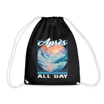 Apres All Day Ski Slope Semblances Wave Or Ridge - Drawstring Bag - black - Front