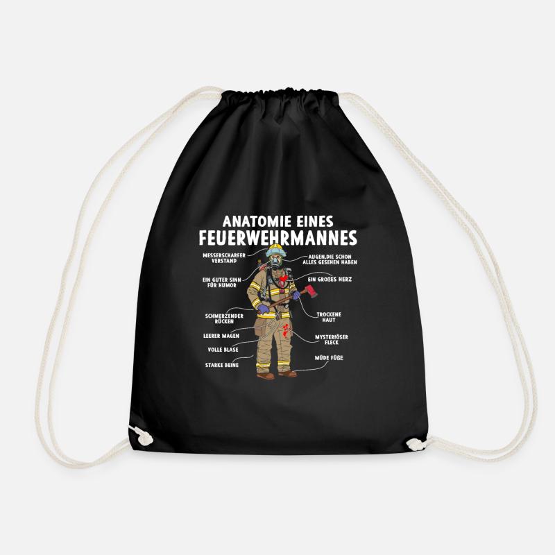 Anatomie eines Feuerwehrmannes - Turnbeutel - Schwarz