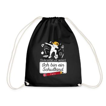Ich bin ein Schulkind Felix - Turnbeutel - Schwarz - Vorne
