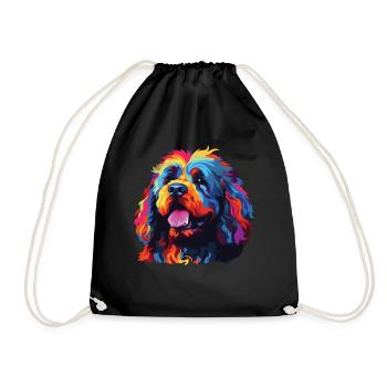 Watercolor Colorful Barbet - Drawstring Bag - black - Front