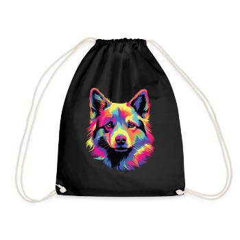 Wasserfarben Farbenfroher Norwegischer Buhund - Turnbeutel - Schwarz - Vorne