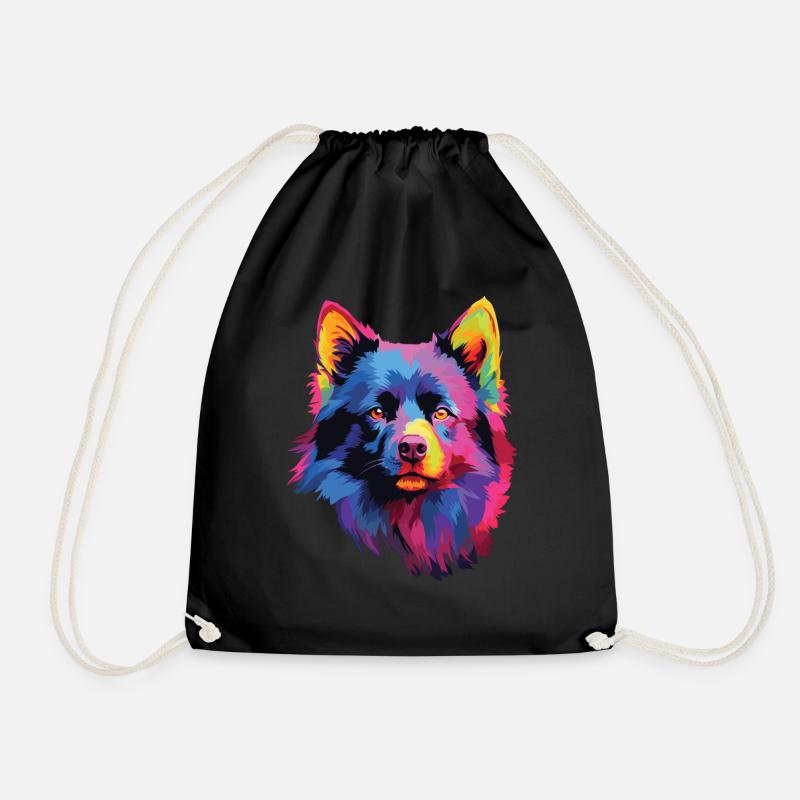Wasserfarben Farbenfroher Schipperke - Turnbeutel - Schwarz
