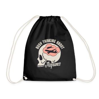 Airplane Enthusiast Airplanes Aviation Geek - Drawstring Bag - black - Front