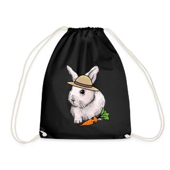 Kaninchen Hase Osterhase Kinder Haustiere Baby - Turnbeutel - Schwarz - Vorne