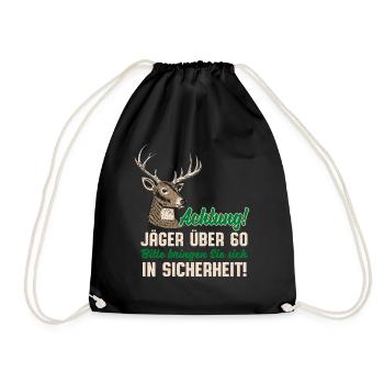 Jäger über 60 lustige Sprüche Hirsch Jagd Humor - Turnbeutel - Schwarz - Vorne