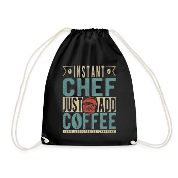 Instant Chef Just Add Coffee - Drawstring Bag - black - Front