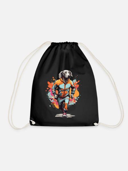 Weimaraner Ästhetisches Streetwear Joggen - Turnbeutel - Schwarz